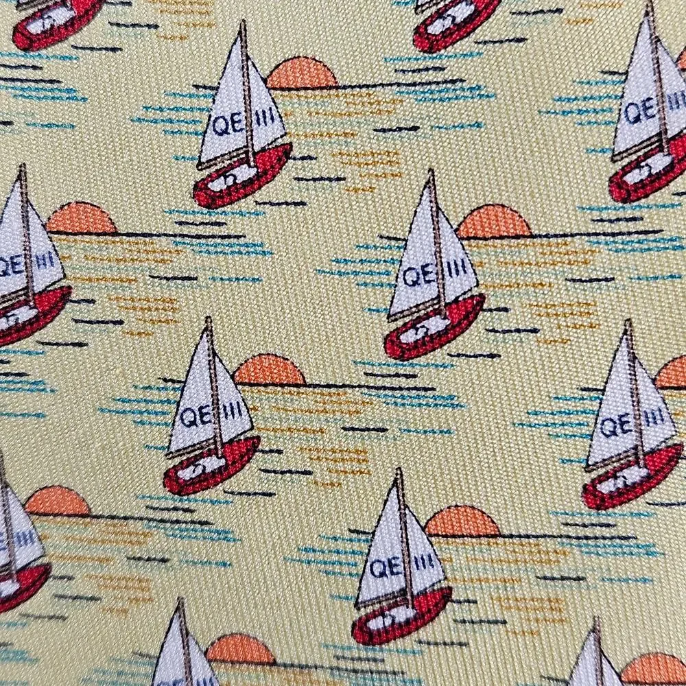 Vineyard Vines x Van Eck‎ Global Yellow Tie Sailboat Print Men's Silk Necktie